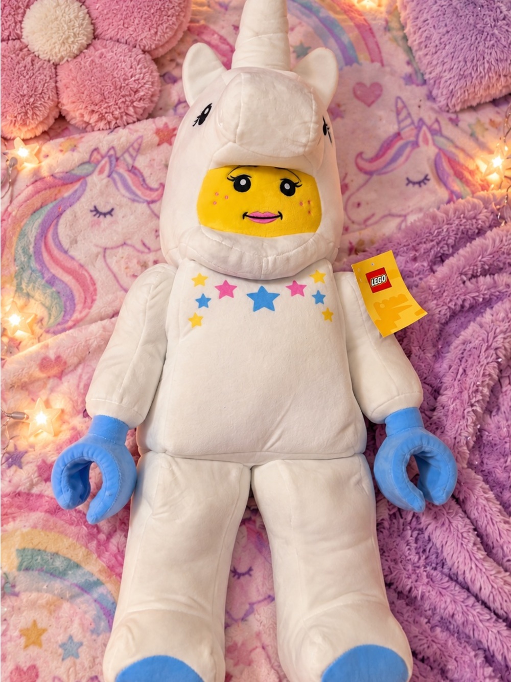 LEGO Unicorn Girl Minifigure Plush Large Stuffed Animal White Purple w/ Tag
